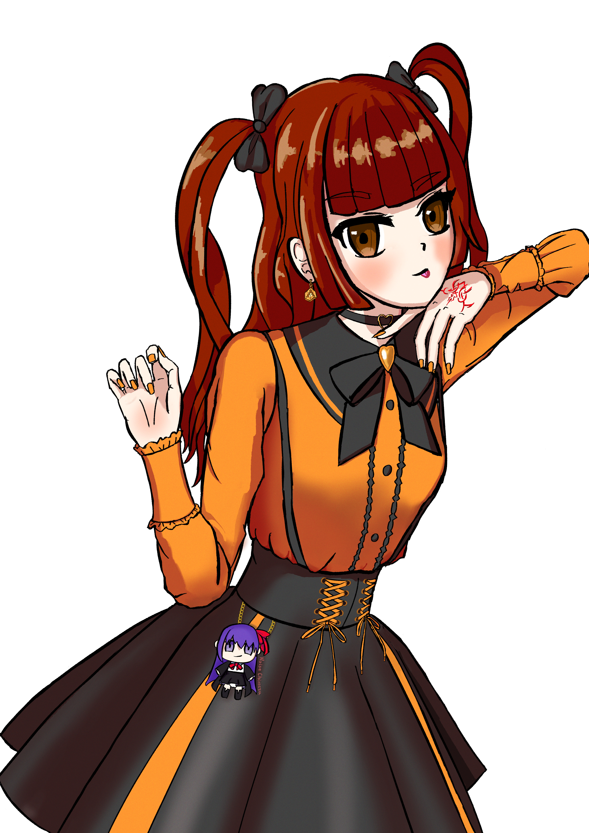 Hakuno Kishinami (female) in Jirai-kei style, white background