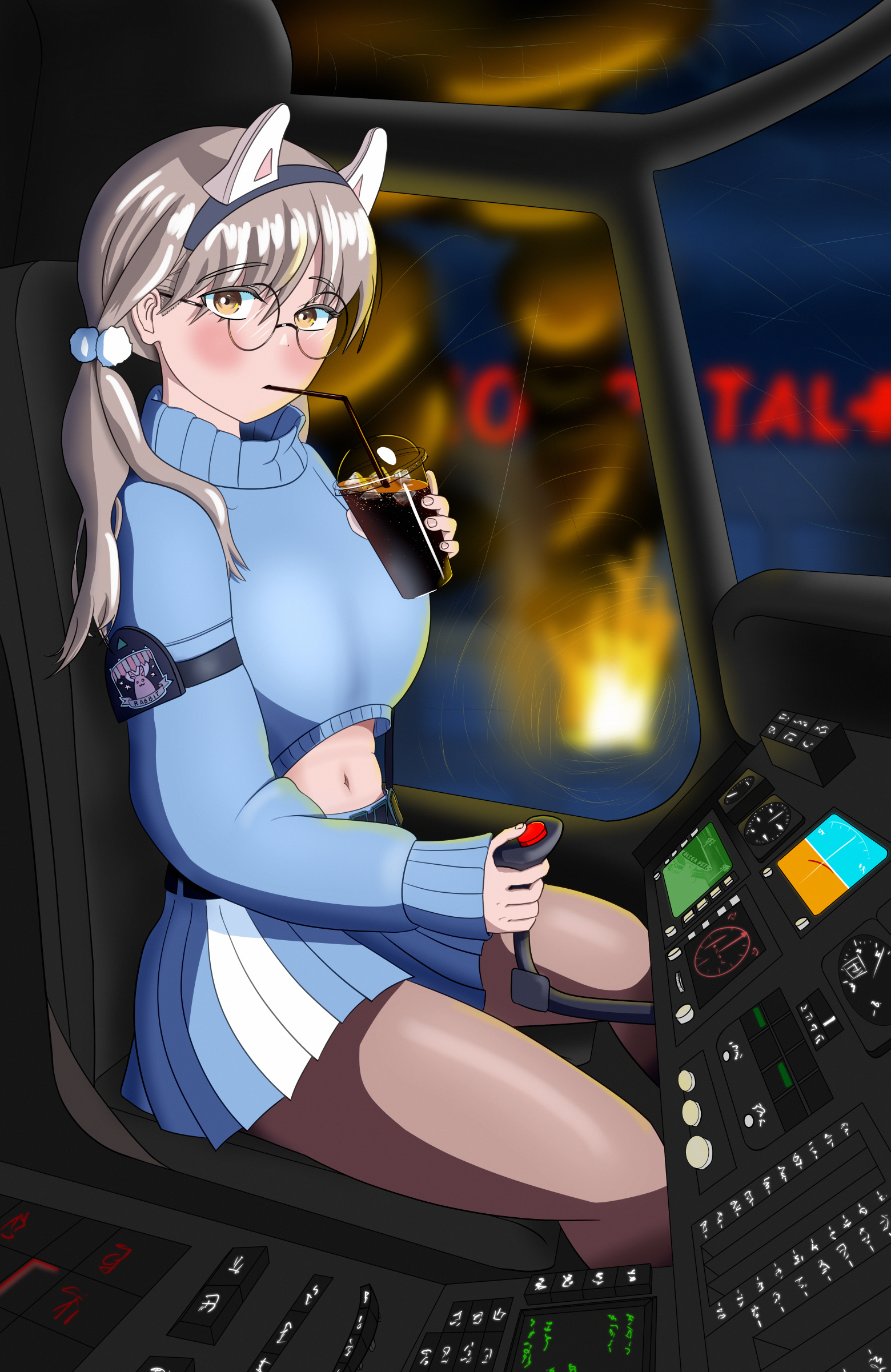 Kazekura Moe in a helicopter
